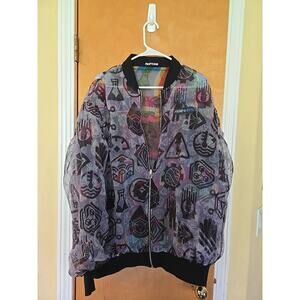 Meow Wolf x HS Factory Bomber Jacket XL Oversized Lightweight Reversible Mesh